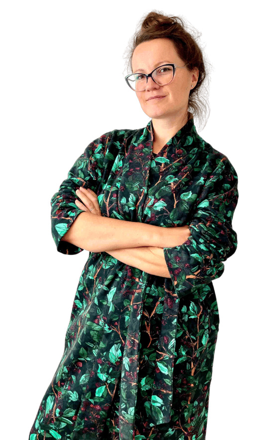 bluza bez kaptura damska Zielony PŁASZCZ / bawełniana BLUZA / ciepły szlafrok, autorski wzór maliny