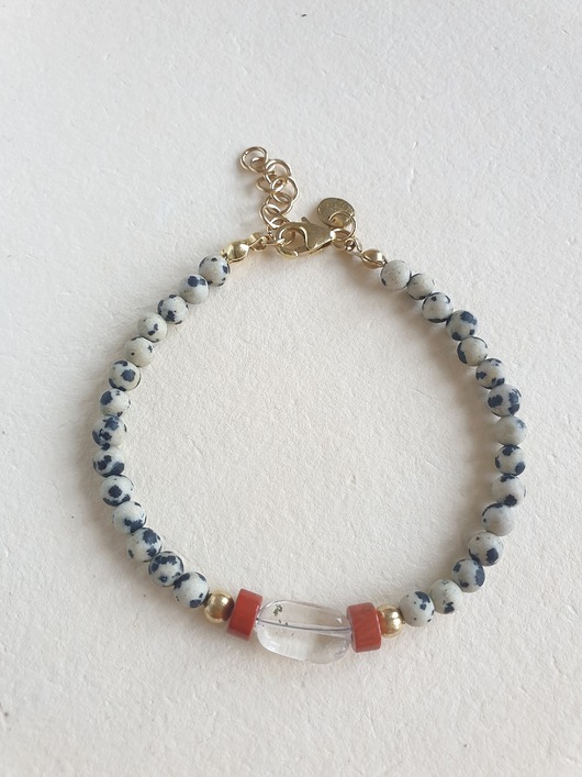 bransoletki z kamieni naturalnych Bransoletka ROOTS jaspis dalmatyński, kryształ górski, jaspis czerwony