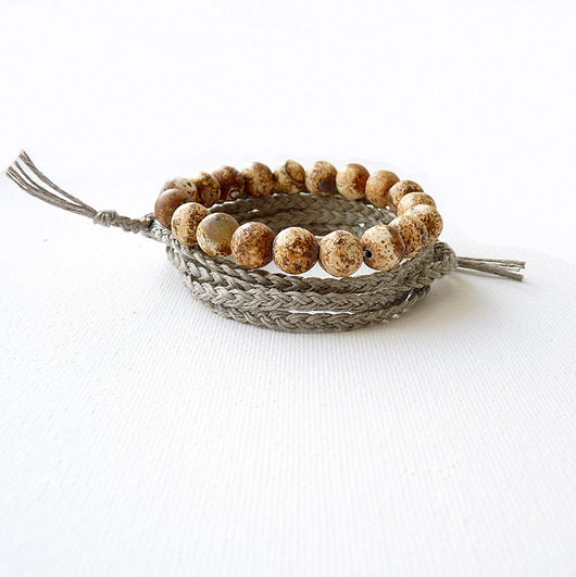 bransoletki z kamieni naturalnych Pustynia Kalahari zestaw bransoletek 10 mm