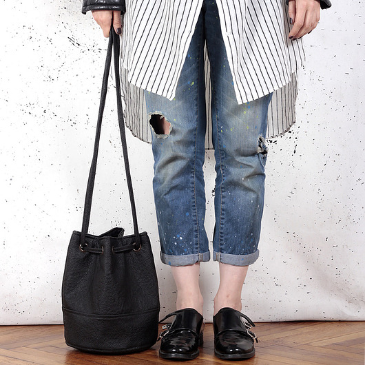 Saq bag M czarna faktura / sakiewka / city bag hairoo