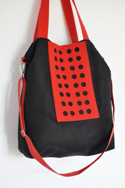 Torba hobo XXL - czerń, czerwień PRACOWNIA 166