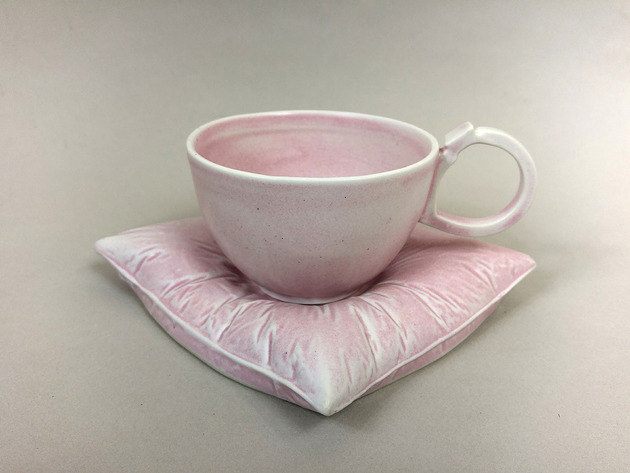 kubki i filiżanki Filiżanka na poduszce M - różowa
