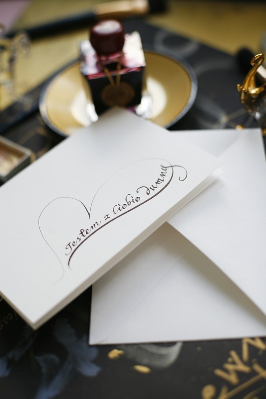 kartki scrapbooking Kartka artystyczna kaligrafowana ręcznie atramentem Jestem z Ciebie dumny