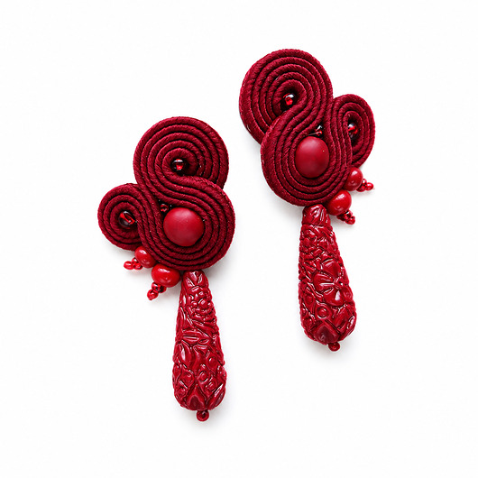kolczyki soutache Bordowe i eleganckie - kolczyki soutache