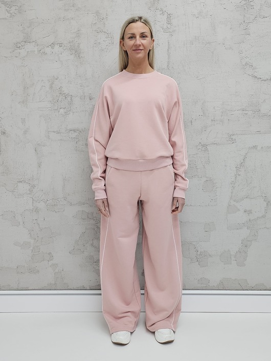 komplety damskie Kai komfortowy komplet z lamówką powder pink