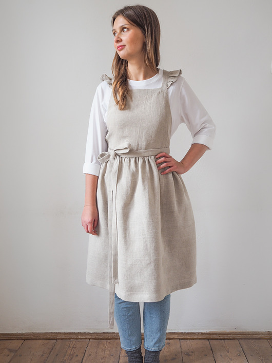 fartuchy kuchenne Lniany fartuszek retro NATURAL LINEN