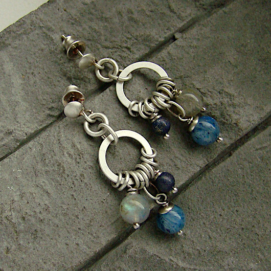 Kolczyki Kyanit, labradoryt, lapis  RayOfArt
