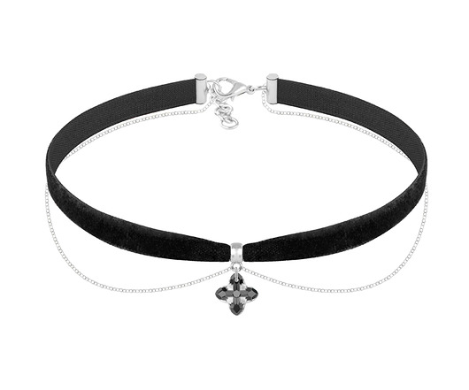 Choker with chain - black velvet Lavoga