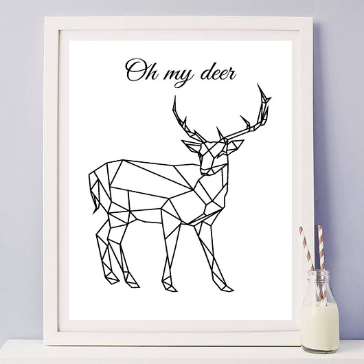 plakat A3 Oh my deer z jeleniem MUKI design