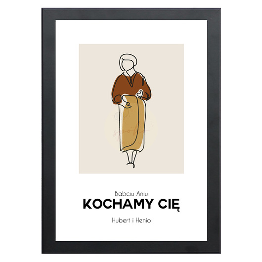 plakaty Plakat Babcia, prezent na Dzień Babci, Line Art