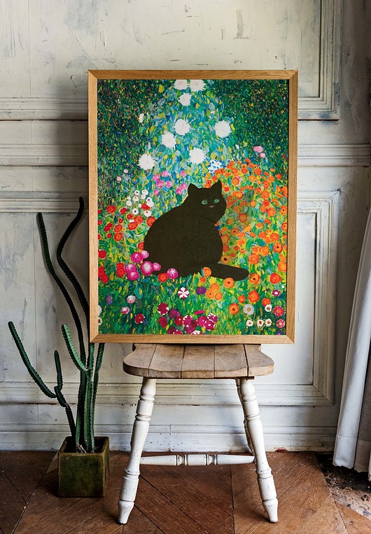 plakaty Plakat- Gustav Klimt - ogród wiejski z kotem