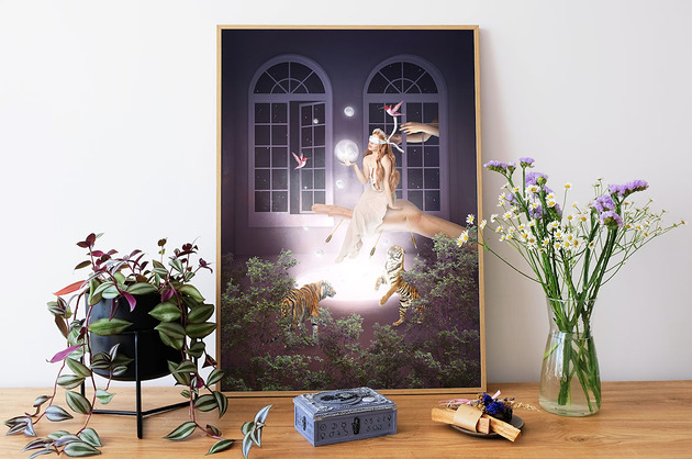 plakaty Surrealistyczny Plakat "A Wish" Kolaż