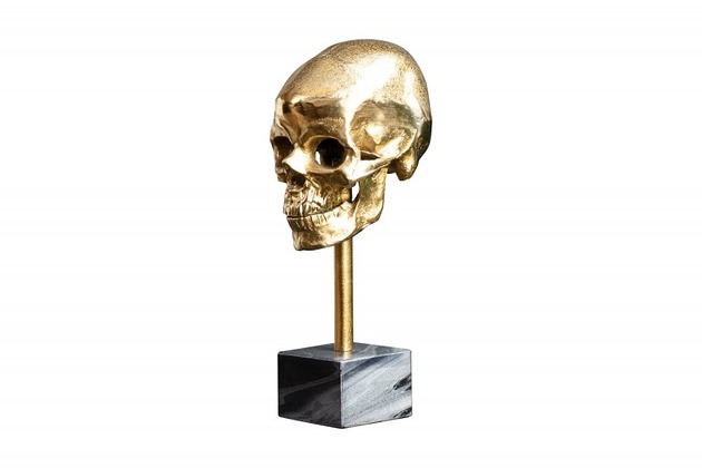 figurki i rzeźby Dekoracja rzeźba Czaszka Skull złota marmur 35cm