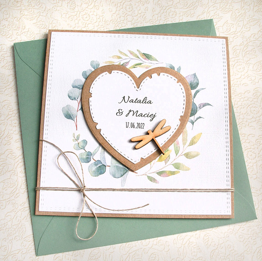 zaproszenia i kartki na ślub Kartka, personalizacja ROŚLINNA