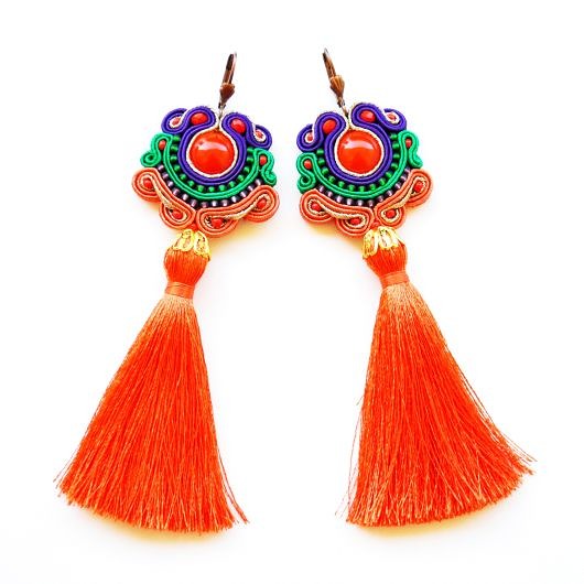 kolczyki soutache Sutaszowe kolczyki ORANGE