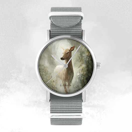 zegarki damskie Zegarek - Sarna - szary, nylonowy