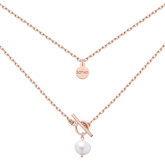 złote naszyjniki Masywny łańcuszek z różowego złota z naturalna perłą