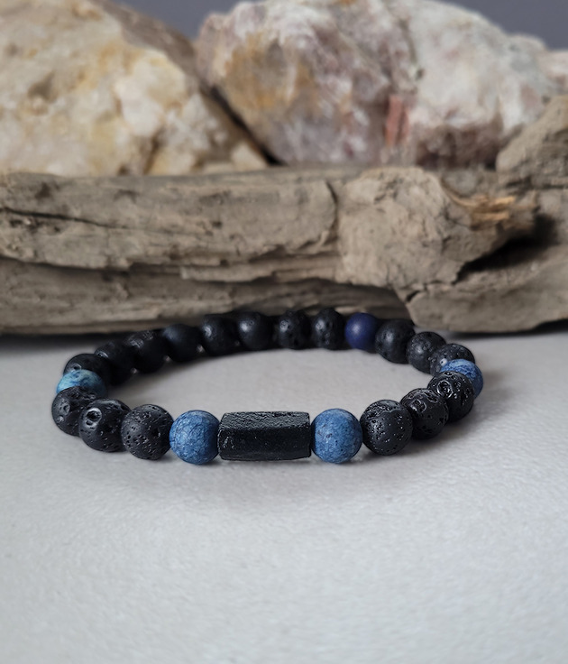 biżuteria męska Męska bransoletka z surowym Turmalinem