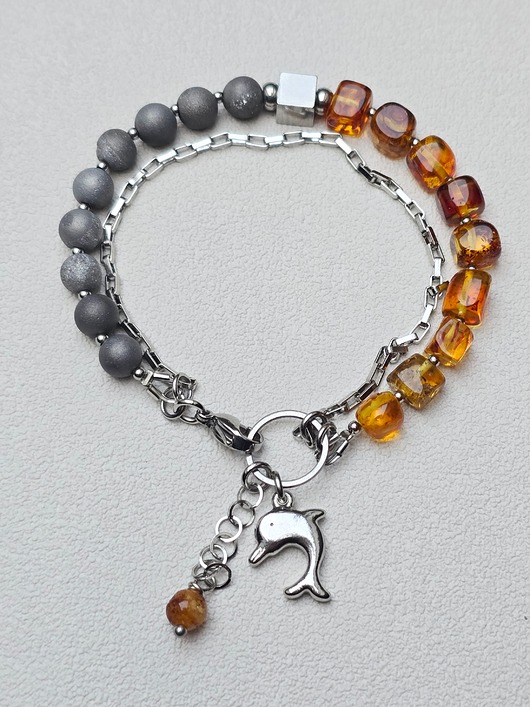 bransoletki z kamieni naturalnych Podwójna Bransoletka Modern Amber
