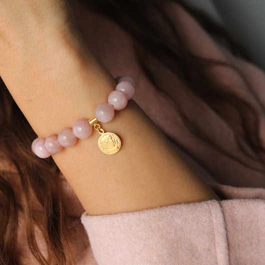 bransoletki złote Bransoletka jadeit moneta- srebro 925 pozłacane