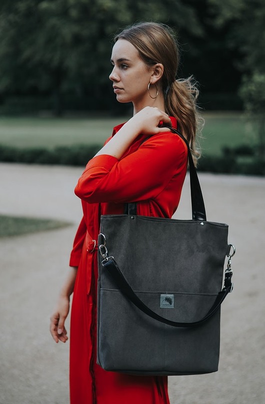 Duża szara zamszowa torba  Karolina Audycka
