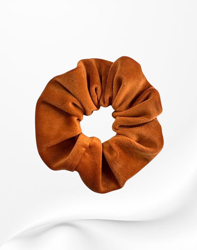 gumki do włosów Gumka frotka scrunchie welurowa brązowa ruda