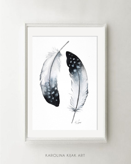 pióra #3 - plakat, reprodukcja 20x30cm Karolina Kijak