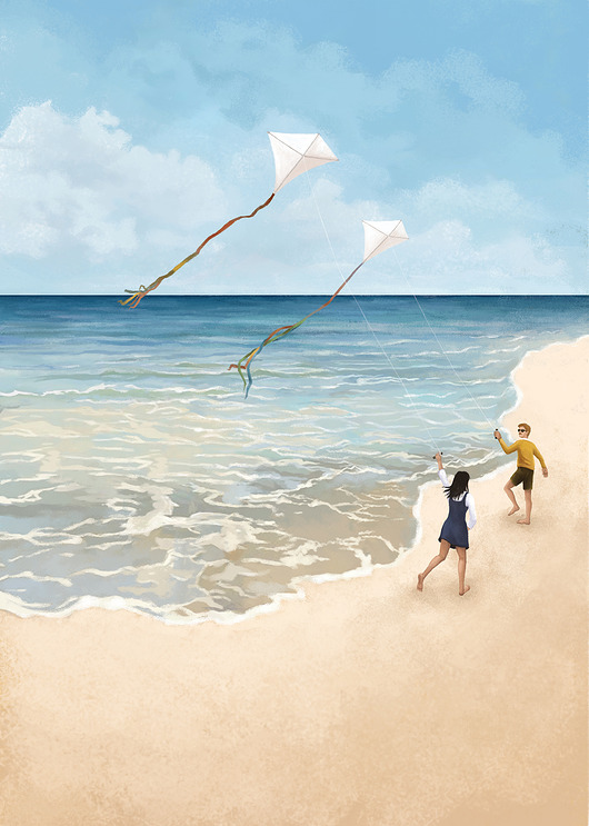 grafiki i ilustracje Latawce na plaży