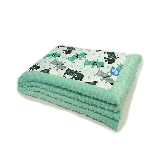 Kocyk niemowlęcy z minky psy/mięta GuGa DESIGN