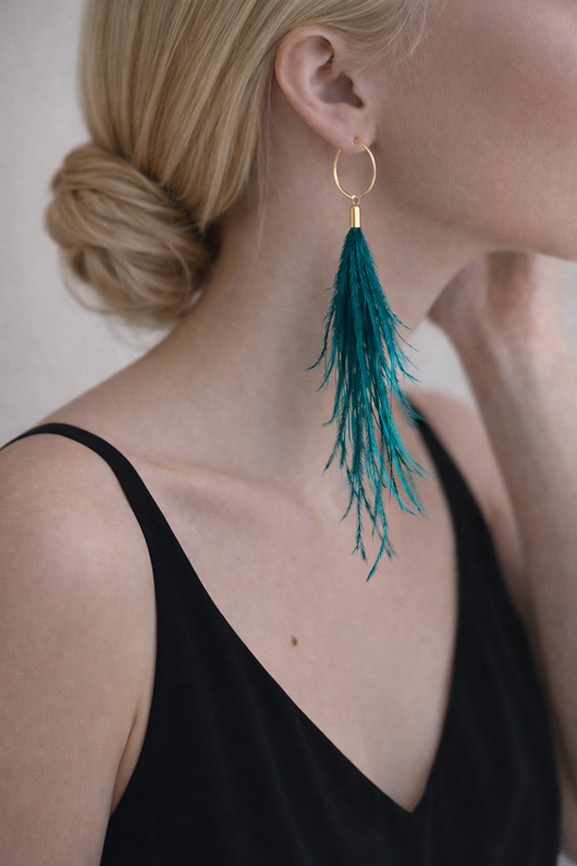 kolczyki z piórami Kolczyki z piór szmaragd