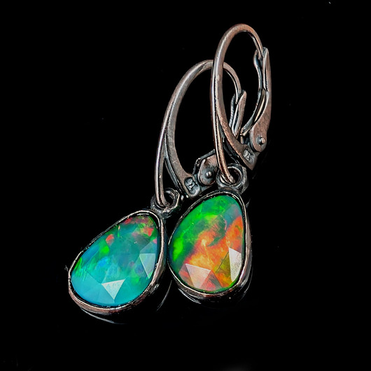 kolczyki srebrne Kolczyki srebrne baśniowe opale