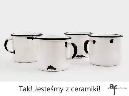 4 Białe Kubki - 'Jestem z Ceramiki' Agaf Design
