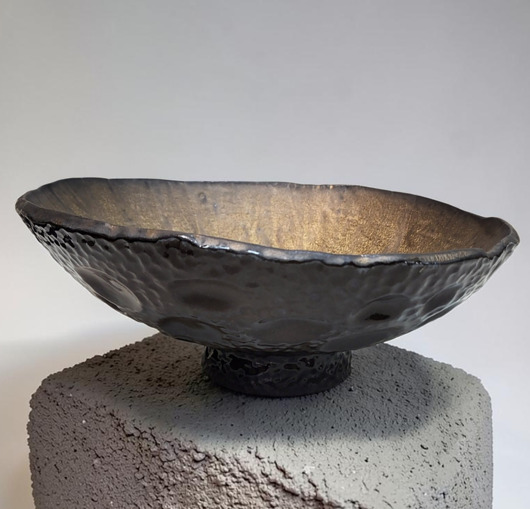 miski i misy Ręcznie robiona misa patera ze złotym wnętrzem - 24,5 cm