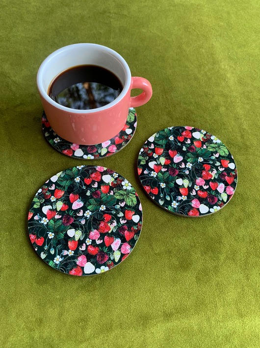 podkładki do kuchni Podkładki pod kubek- Truskawki- Strawberries coasters