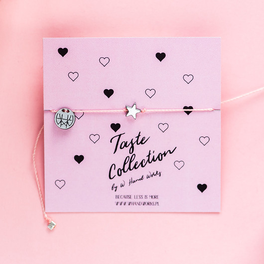 WHW Taste Silver Star On Pink String w hand works