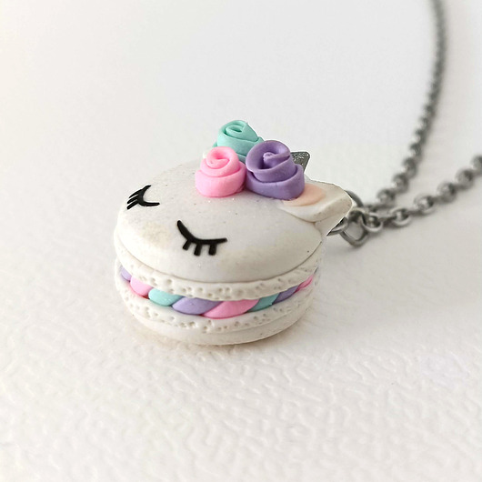 naszyjniki - inne Naszyjnik jednorożec pastelowy makaronik