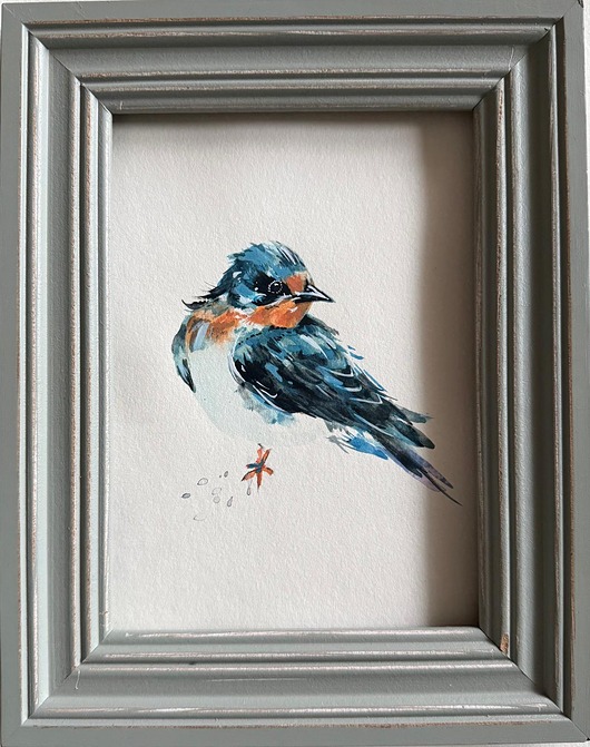 obrazy Ręcznie malowany obrazek "Niebieski ptak"