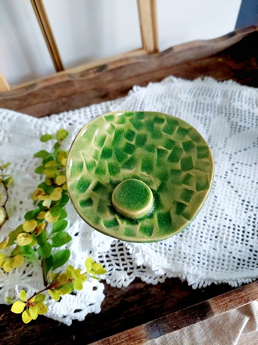 Podstawki pod kadzidełka Podstawka ceramiczna zielona na biżuterię