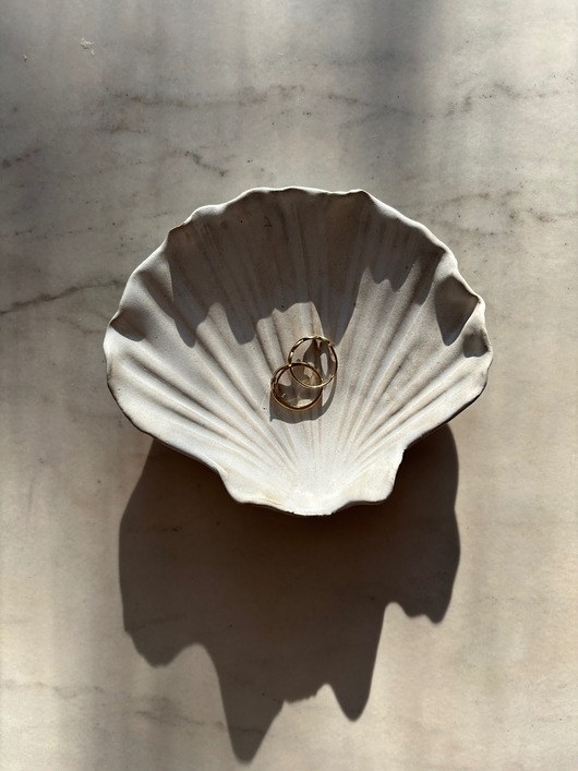 pojemniki na biżuterię Handmade Muszelka na Biżuterię Ceramiczna White Fluff