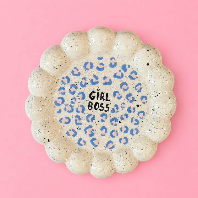 pojemniki na biżuterię Ceramiczna podkładka w panterkę Girl Boss