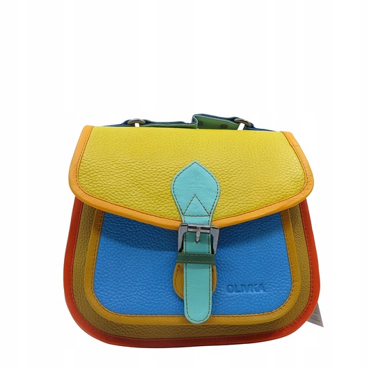 torby na ramię Torebka damska kolorowa skórzana skóra naturalna rączka pasek OLIVKA
