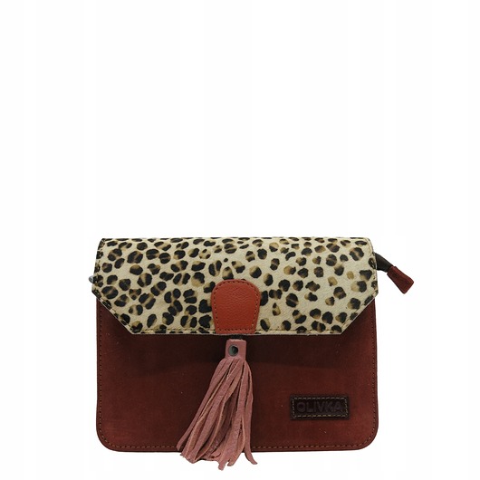 torby na ramię Torebka zamszowa, elegancka, skórzana, zamsz, ozdobny chwost eko OLIVKA