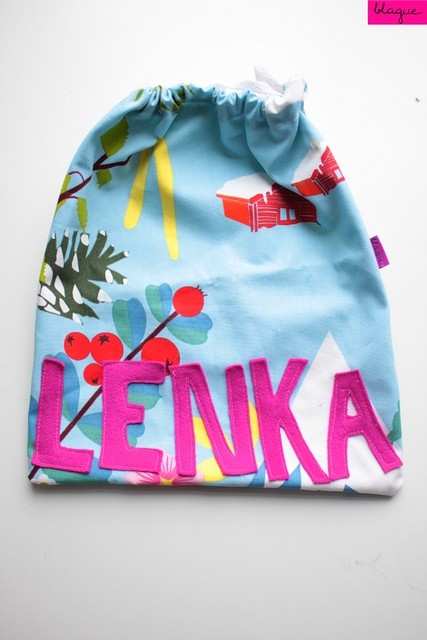 worek na kapcie, imię na zamówienie LENKA blague