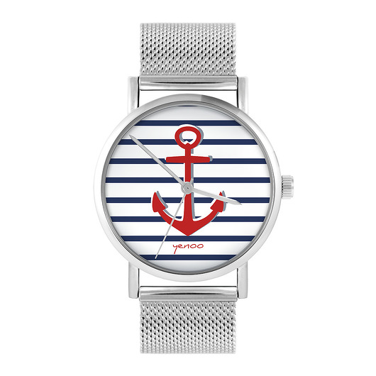 zegarki damskie Zegarek - Kotwica - bransoleta mesh