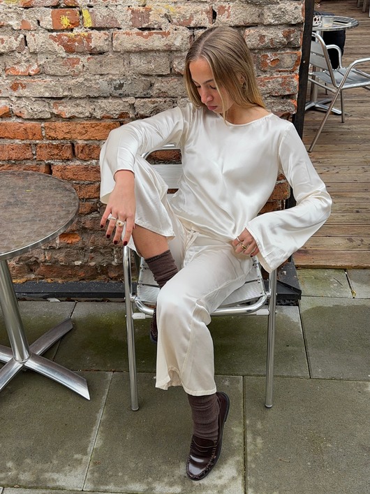 bluzki z długim rękawem damskie Top Satynowy Tula