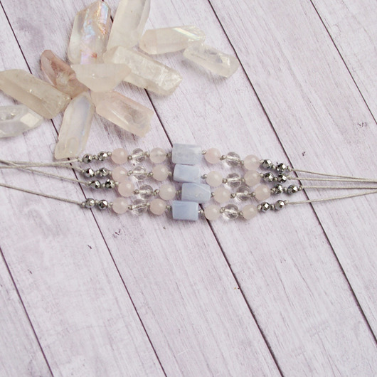 bransoletki z kamieni naturalnych Chalcedon, kryształ górski, kwarc, hematyt