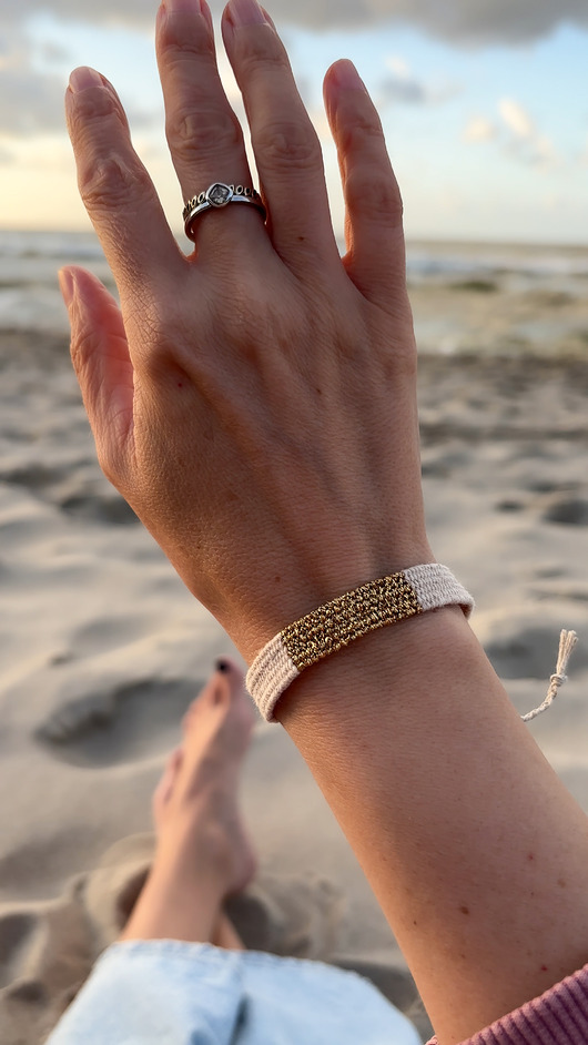 bransoletki na sznurku Bransoletka tkana handmade, na sznurku - beż