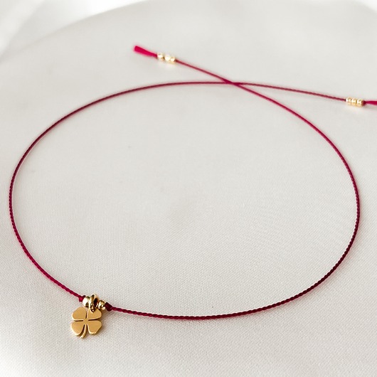 bransoletki na sznurku Złota Bransoletka Szczęścia z koniczynką
