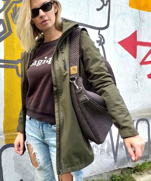 Brązowa torba worek z grubej plecionki na ramię Karolina Audycka