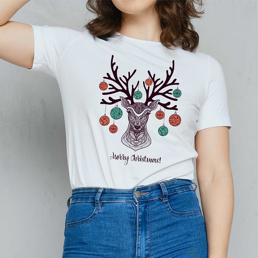 t-shirt damskie Koszulka organiczna z nadrukiem  Merry deer